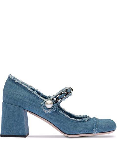 Denim Denim Mary Jane Pumps 